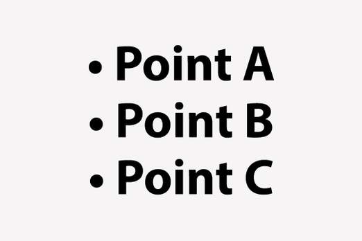 BULLET POINT DEFINITION MEANING visual data 5